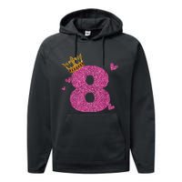 8th Birthday Crown 8 Years Old Bday Performance Fleece Hoodie