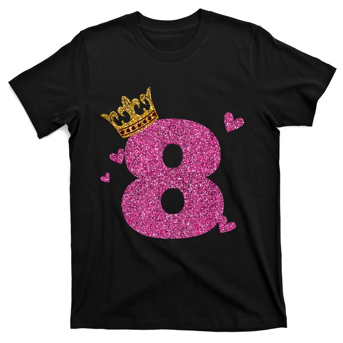 8th Birthday Crown 8 Years Old Bday T-Shirt