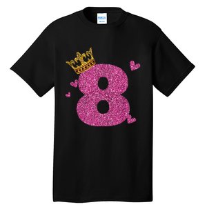 8th Birthday Crown 8 Years Old Bday Tall T-Shirt