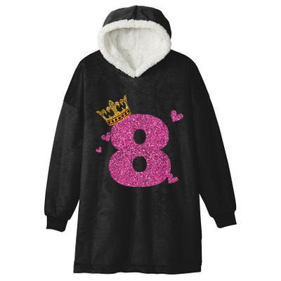 8th Birthday Crown 8 Years Old Bday Hooded Wearable Blanket