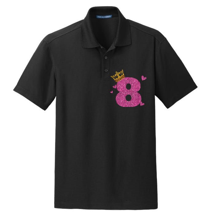 8th Birthday Crown 8 Years Old Bday Dry Zone Grid Polo