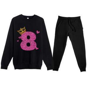 8th Birthday Crown 8 Years Old Bday Premium Crewneck Sweatsuit Set