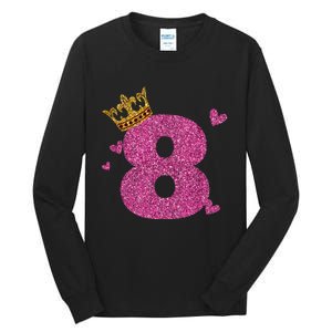 8th Birthday Crown 8 Years Old Bday Tall Long Sleeve T-Shirt