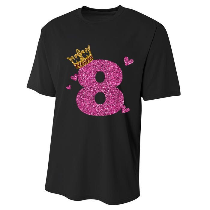 8th Birthday Crown 8 Years Old Bday Performance Sprint T-Shirt