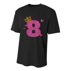 8th Birthday Crown 8 Years Old Bday Youth Performance Sprint T-Shirt