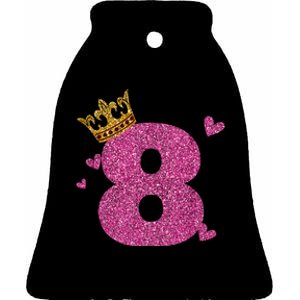 8th Birthday Crown 8 Years Old Bday Ceramic Bell Ornament