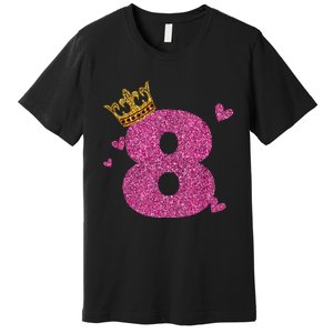 8th Birthday Crown 8 Years Old Bday Premium T-Shirt