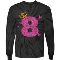 8th Birthday Crown 8 Years Old Bday Tie-Dye Long Sleeve Shirt