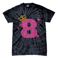 8th Birthday Crown 8 Years Old Bday Tie-Dye T-Shirt