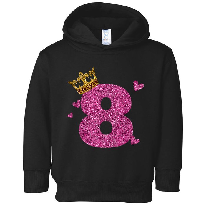 8th Birthday Crown 8 Years Old Bday Toddler Hoodie