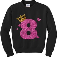 8th Birthday Crown 8 Years Old Bday Kids Sweatshirt