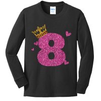 8th Birthday Crown 8 Years Old Bday Kids Long Sleeve Shirt