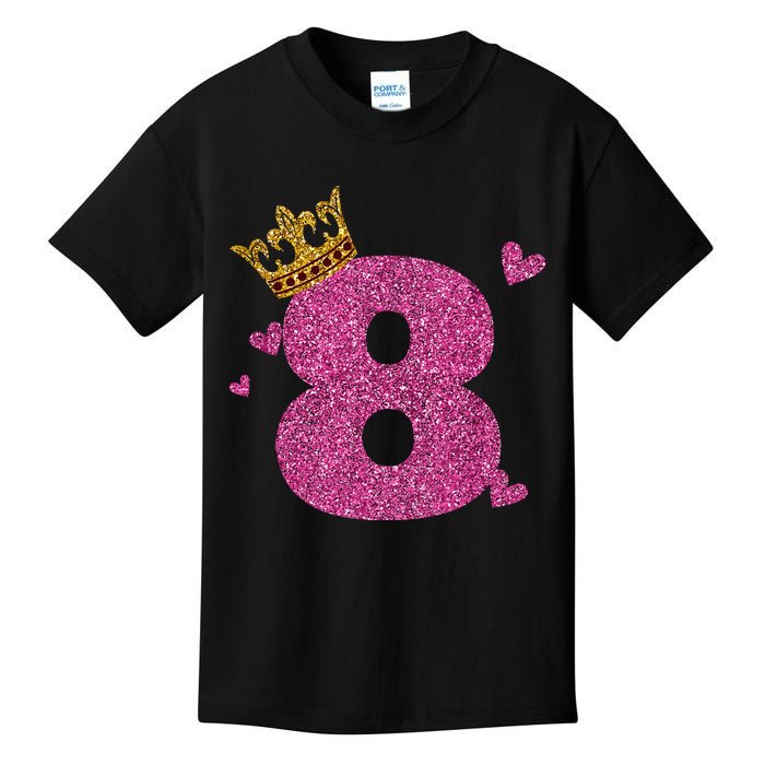 8th Birthday Crown 8 Years Old Bday Kids T-Shirt