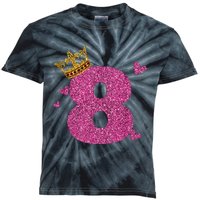 8th Birthday Crown 8 Years Old Bday Kids Tie-Dye T-Shirt