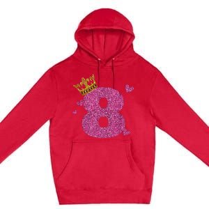 8th Birthday Crown 8 Years Old Bday Premium Pullover Hoodie