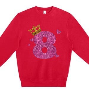 8th Birthday Crown 8 Years Old Bday Premium Crewneck Sweatshirt