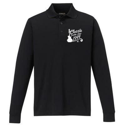 80th Birthday Classic Rockin Since 1944 Performance Long Sleeve Polo