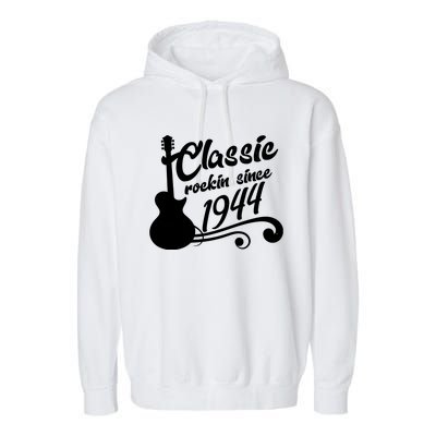 80th Birthday Classic Rockin Since 1944 Garment-Dyed Fleece Hoodie