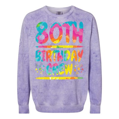 80th Birthday Crew Family, 80th Birthday Party Friends Group Colorblast Crewneck Sweatshirt