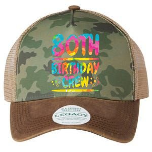 80th Birthday Crew Family, 80th Birthday Party Friends Group Legacy Tie Dye Trucker Hat