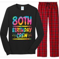 80th Birthday Crew Family, 80th Birthday Party Friends Group Long Sleeve Pajama Set