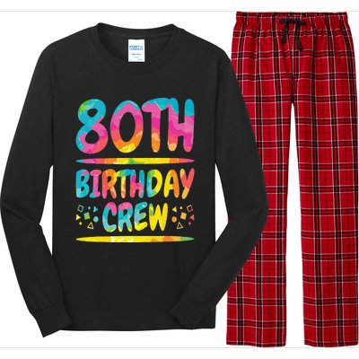 80th Birthday Crew Family, 80th Birthday Party Friends Group Long Sleeve Pajama Set