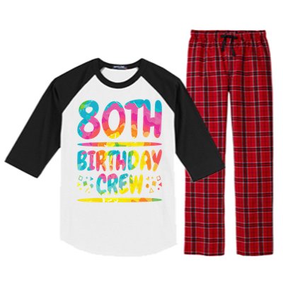 80th Birthday Crew Family, 80th Birthday Party Friends Group Raglan Sleeve Pajama Set