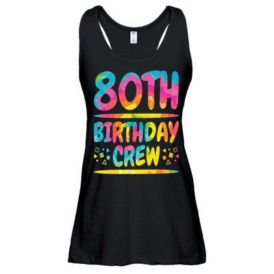 80th Birthday Crew Family, 80th Birthday Party Friends Group Ladies Essential Flowy Tank