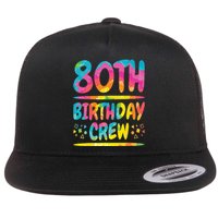 80th Birthday Crew Family, 80th Birthday Party Friends Group Flat Bill Trucker Hat