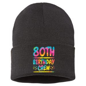 80th Birthday Crew Family, 80th Birthday Party Friends Group Sustainable Knit Beanie