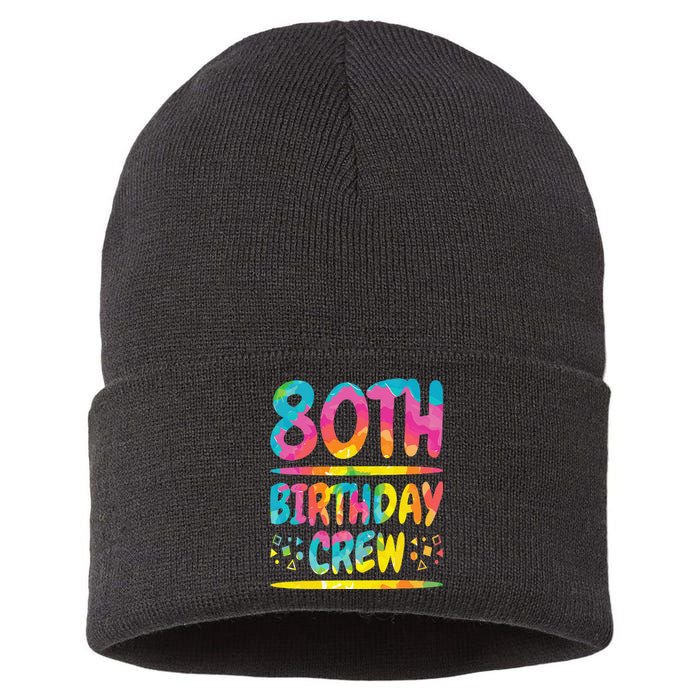 80th Birthday Crew Family, 80th Birthday Party Friends Group Sustainable Knit Beanie