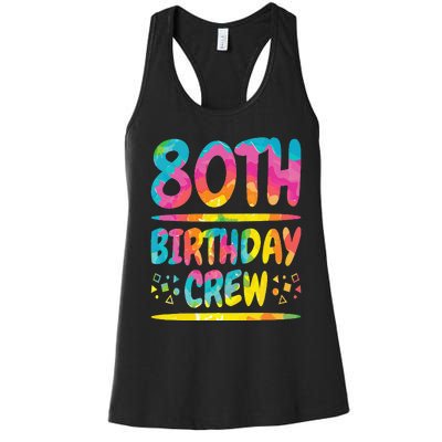 80th Birthday Crew Family, 80th Birthday Party Friends Group Women's Racerback Tank