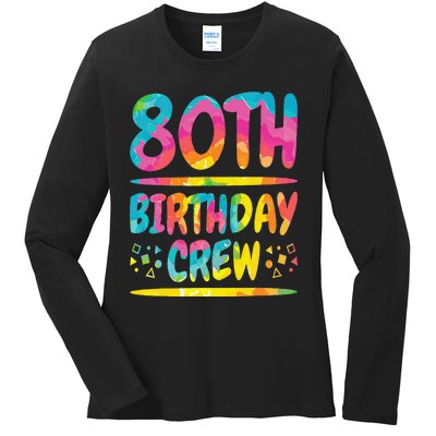 80th Birthday Crew Family, 80th Birthday Party Friends Group Ladies Long Sleeve Shirt