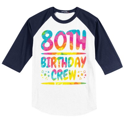 80th Birthday Crew Family, 80th Birthday Party Friends Group Baseball Sleeve Shirt