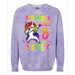 8th Birthday Dabbing Unicorn 8 Years Old & Still SASSY Colorblast Crewneck Sweatshirt