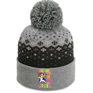 8th Birthday Dabbing Unicorn 8 Years Old & Still SASSY The Baniff Cuffed Pom Beanie