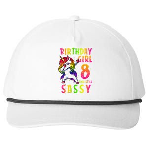 8th Birthday Dabbing Unicorn 8 Years Old & Still SASSY Snapback Five-Panel Rope Hat