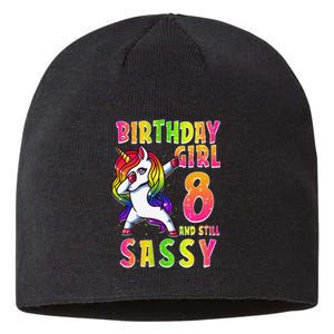 8th Birthday Dabbing Unicorn 8 Years Old & Still SASSY Sustainable Beanie