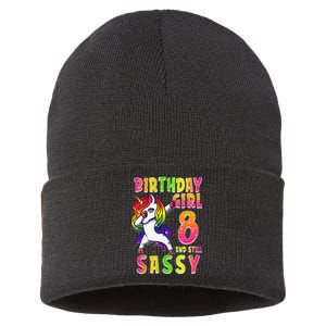 8th Birthday Dabbing Unicorn 8 Years Old & Still SASSY Sustainable Knit Beanie