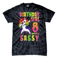 8th Birthday Dabbing Unicorn 8 Years Old & Still SASSY Tie-Dye T-Shirt