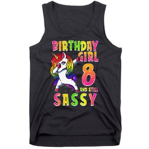 8th Birthday Dabbing Unicorn 8 Years Old & Still SASSY Tank Top