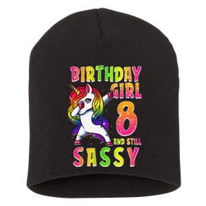 8th Birthday Dabbing Unicorn 8 Years Old & Still SASSY Short Acrylic Beanie