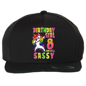 8th Birthday Dabbing Unicorn 8 Years Old & Still SASSY Wool Snapback Cap