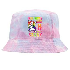 8th Birthday Dabbing Unicorn 8 Years Old & Still SASSY Tie-Dyed Bucket Hat