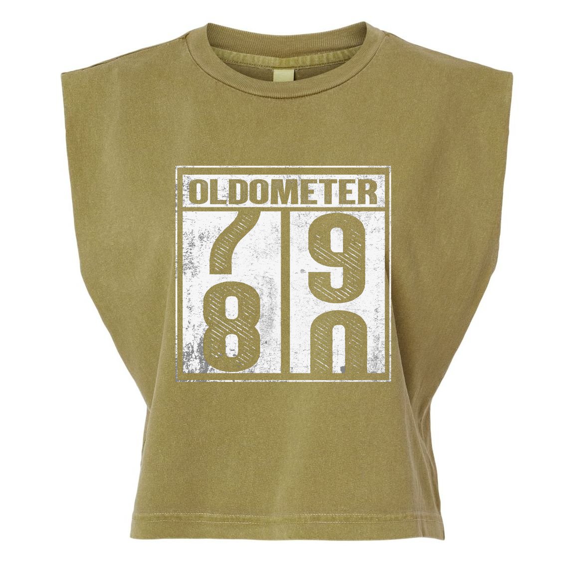 80th Birthday Eighty Years Old 80 Oldometer 7980 Retiring Garment-Dyed Women's Muscle Tee