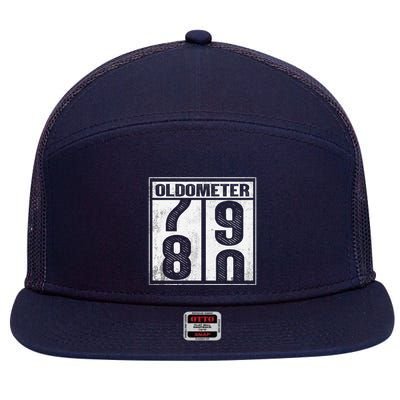 80th Birthday Eighty Years Old 80 Oldometer 7980 Retiring 7 Panel Mesh Trucker Snapback Hat