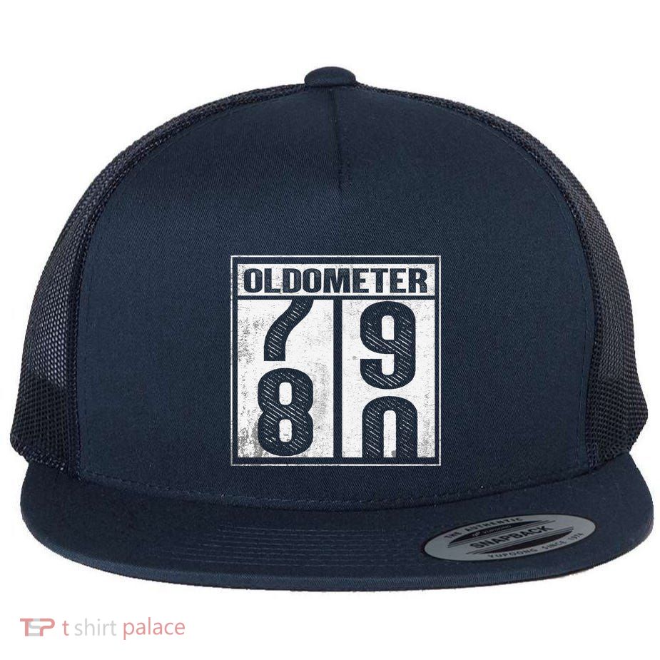 80th Birthday Eighty Years Old 80 Oldometer 7980 Retiring Flat Bill Trucker Hat
