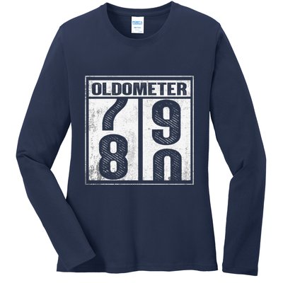 80th Birthday Eighty Years Old 80 Oldometer 7980 Retiring Ladies Long Sleeve Shirt