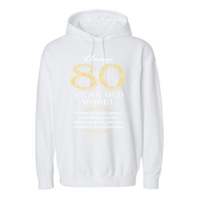 80th Birthday Funny Gift Idea Garment-Dyed Fleece Hoodie