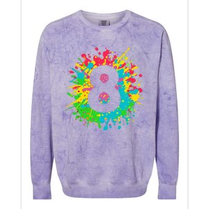 8th Birthday For 8 Paint Splashes Colorblast Crewneck Sweatshirt